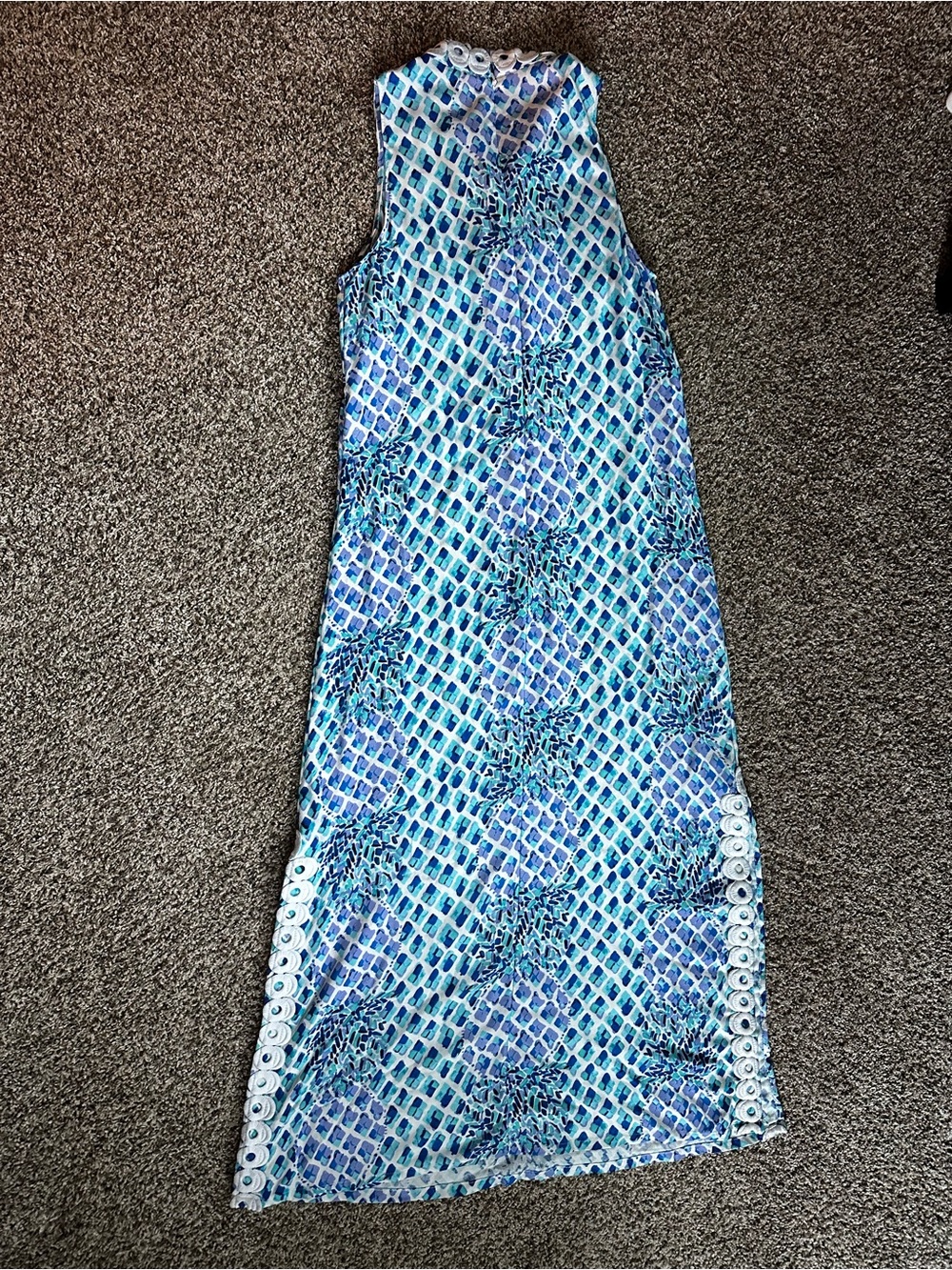 Lilly Pulitzer Blue, Teal & White Pineapple Printed Dress - Picture 2 of 14